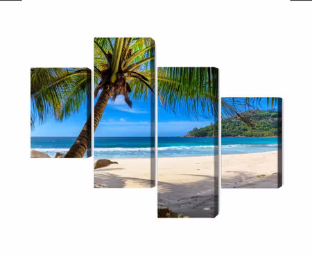 Canvastavla - Multipart Tropical Beach with D Palm