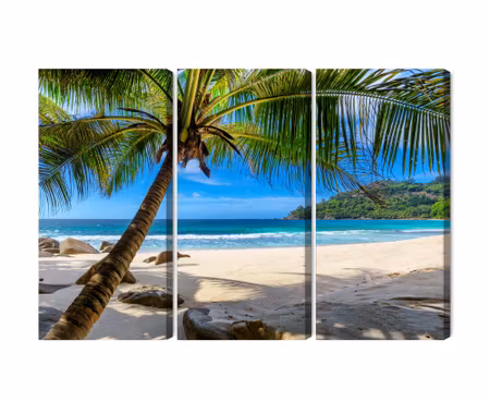 Canvastavla - Multipart Tropical Beach with D Palm