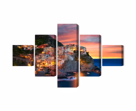Canvastavla - Multipart Manarola City in Italy