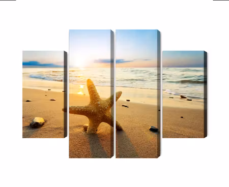 Canvastavla - Multipart Starfish on the Beach D