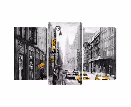 Canvastavla - Multipart American City Street View
