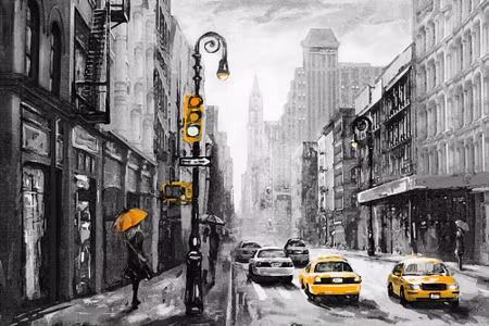 Canvastavla - Multipart American City Street View