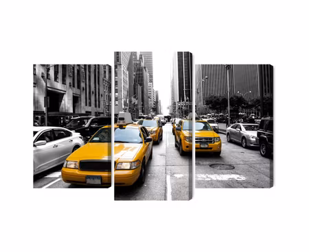 Canvastavla - Multipart Taxis in New York