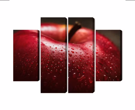 Canvastavla - Multipart Red Apple on a Macro Scale