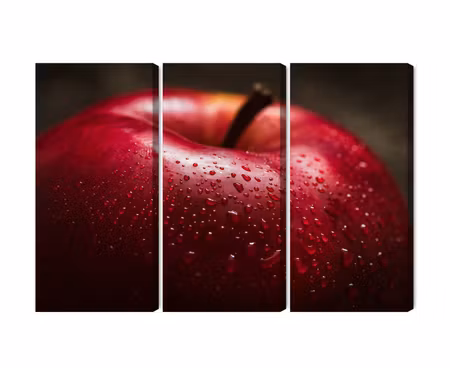 Canvastavla - Multipart Red Apple on a Macro Scale