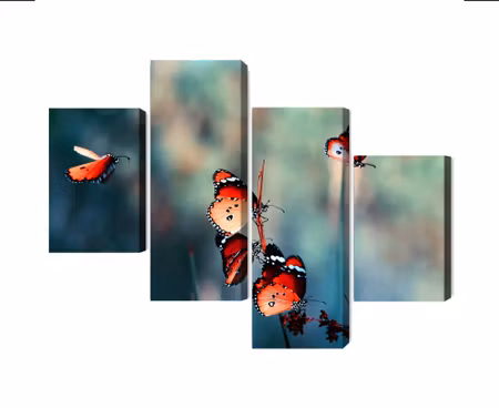 Canvastavla - Multipart Colorful Butterflies on a