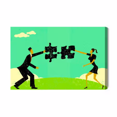 Canvastavla - Pair Connecting a Vintage Puzzle