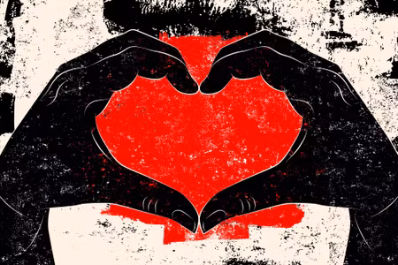 Canvastavla - Hands Arranged in a Heart Shape in