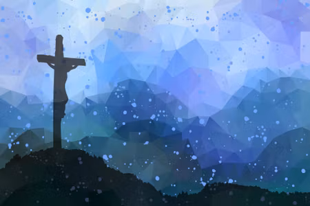 Canvastavla - Easter Scene with a Cross