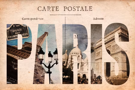 Canvastavla - Paris Vintage Postcard