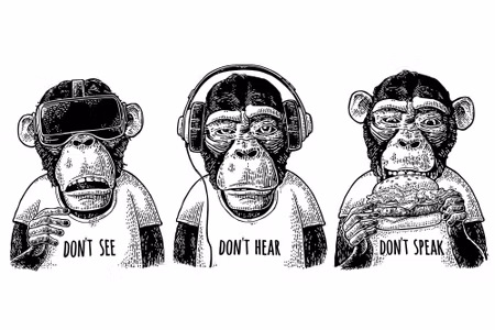 Canvastavla - Three Monkeys in Vintage Style