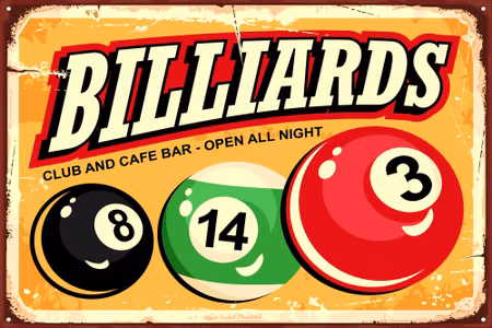 Canvastavla - Billiard Balls and Retro Lettering