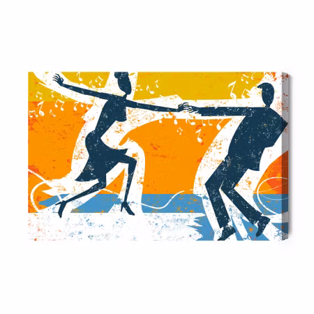 Canvastavla - Dancing Couple on an Abstract Retro