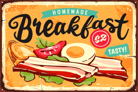 Canvastavla - Retro Style English Breakfast
