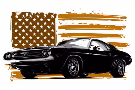 Canvastavla - An American Muscle Car Against a