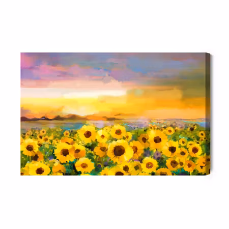 Canvastavla - A Landscape with Sunflowers As