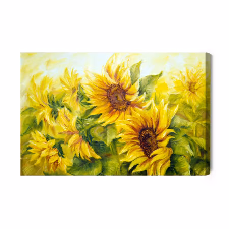 Canvastavla - Sunflowers with Leaves As Painted