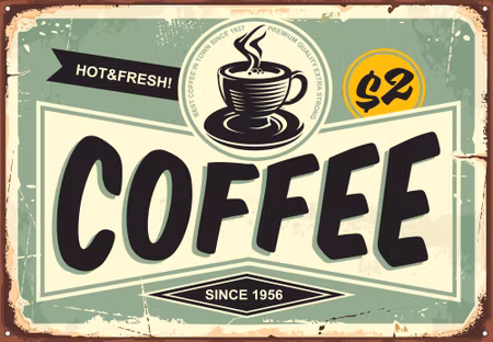 Canvastavla - Vintage Style Cafe Sign