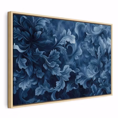 Canvastavla med ram - Abstract ornaments dark blue