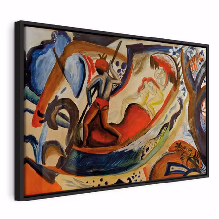 Canvastavla med ram - August macke nackte mädchen