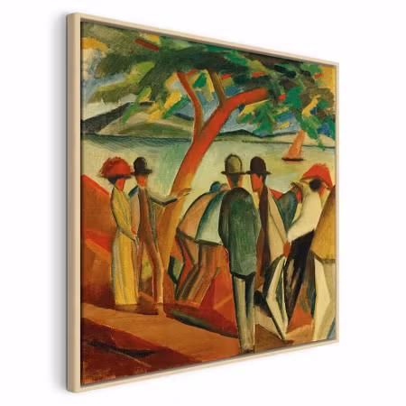 Canvastavla med ram - August macke spaziergänger