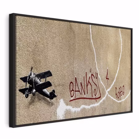 Canvastavla med ram - Banksy and s plane red