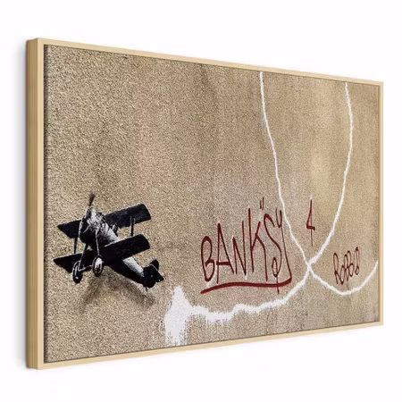 Canvastavla med ram - Banksy and s plane red