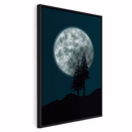 Canvastavla med ram - Beautiful full moon vertical