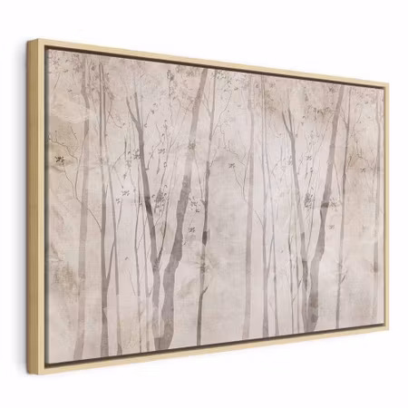 Canvastavla med ram - Beige forest of thoughts