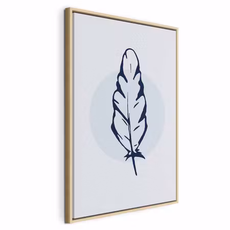 Canvastavla med ram - Blue feather vertical