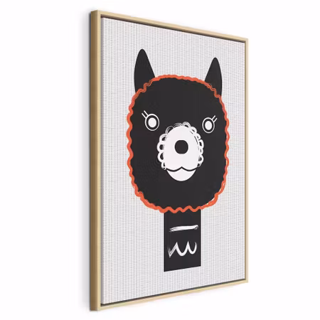 Canvastavla med ram - Decorative alpaca vertical
