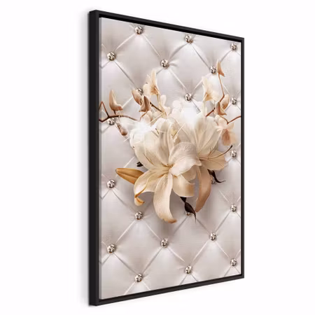 Canvastavla med ram - Diamond lilies vertical
