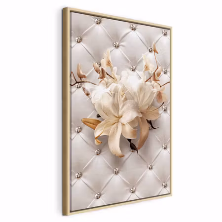 Canvastavla med ram - Diamond lilies vertical