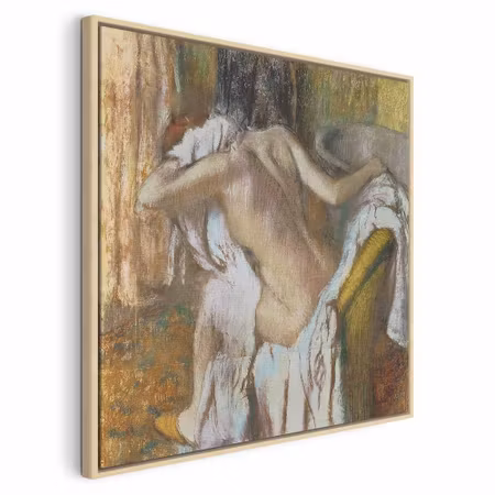 Canvastavla med ram - Edgar degas woman drying
