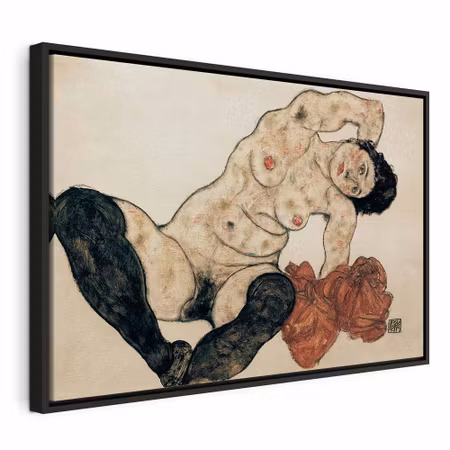 Canvastavla med ram - Egon schiele liegender akt