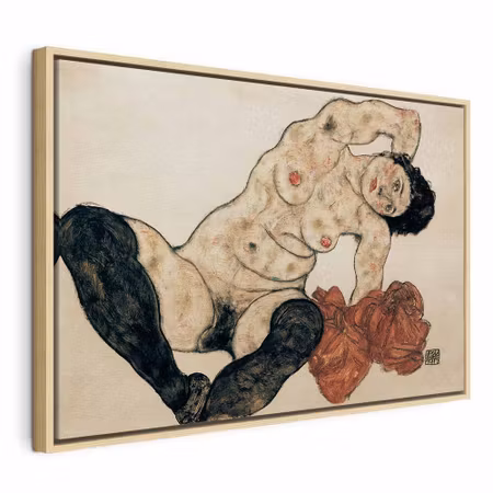 Canvastavla med ram - Egon schiele liegender akt
