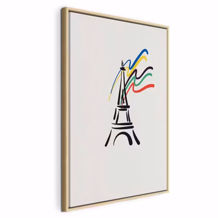 Canvastavla med ram - Eiffel tower and colorful