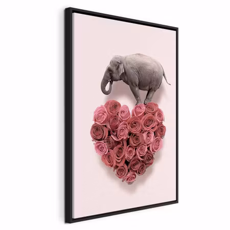 Canvastavla med ram - Elephant lover elephant amid