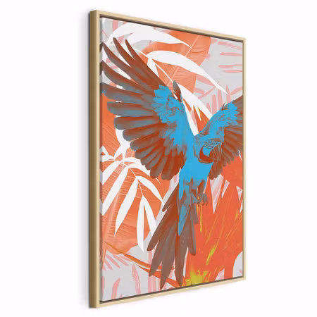 Canvastavla med ram - Exotic wings parrot among