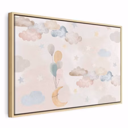 Canvastavla med ram - Fairy tale moon pastel moon