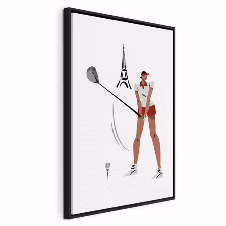 Canvastavla med ram - Female golfer with the