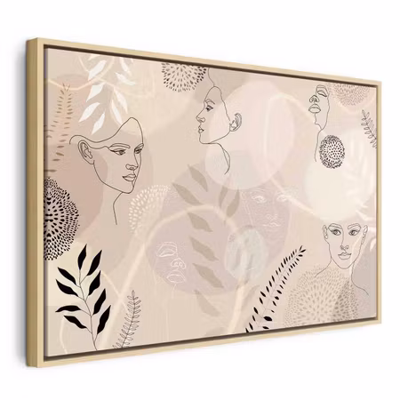 Canvastavla med ram - Feminine line art