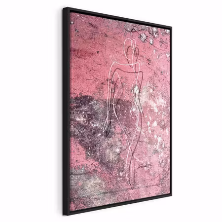 Canvastavla med ram - Figure on pink background