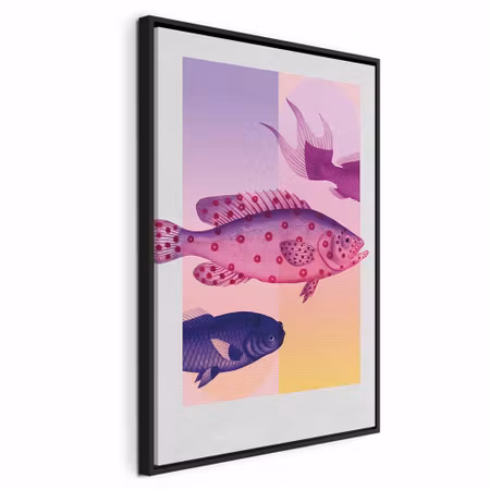 Canvastavla med ram - Fish in pastels stylized
