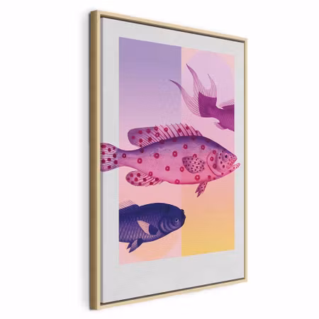 Canvastavla med ram - Fish in pastels stylized