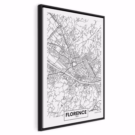 Canvastavla med ram - Florence map vertical
