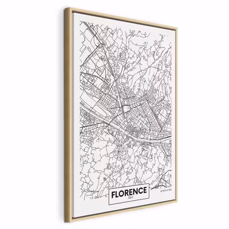 Canvastavla med ram - Florence map vertical