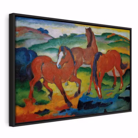 Canvastavla med ram - Franz marc the red horses