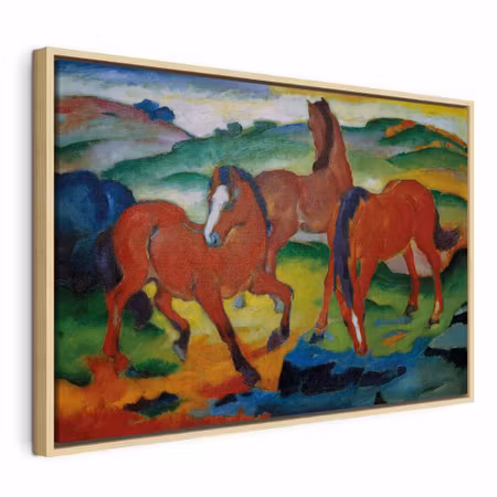 Canvastavla med ram - Franz marc the red horses
