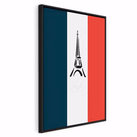 Canvastavla med ram - French flag with graphic